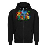 Black different is beautiful autism stitch Zipper Hoodie - Zillion Design Studio
