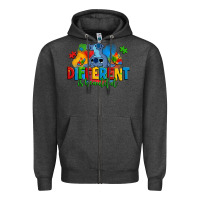 Charcoal Heather different is beautiful autism stitch Zipper Hoodie - Zillion Design Studio