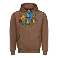 Chestnut different is beautiful autism stitch Zipper Hoodie - Zillion Design Studio
