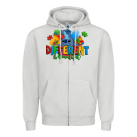 Dove Grey different is beautiful autism stitch Zipper Hoodie - Zillion Design Studio