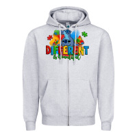 Heather Grey different is beautiful autism stitch Zipper Hoodie - Zillion Design Studio