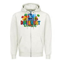 Oatmeal Heather different is beautiful autism stitch Zipper Hoodie - Zillion Design Studio