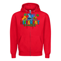 Red different is beautiful autism stitch Zipper Hoodie - Zillion Design Studio