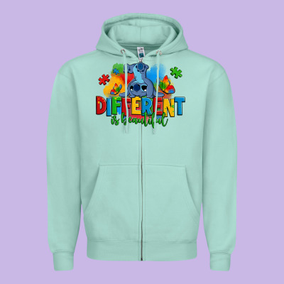 Different Is Beautiful Autism Stitch Zipper Hoodie Designed By Zillion Design Studio