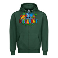 Sports Green different is beautiful autism stitch Zipper Hoodie - Zillion Design Studio