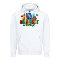 White different is beautiful autism stitch Zipper Hoodie - Zillion Design Studio