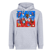 Heather Grey american popsicle and stars Heavyweight Hoodie - AdoDesignShop