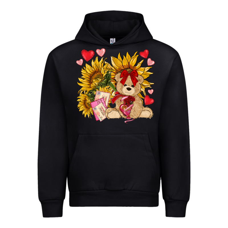 Valentines Day Sunflowers With Bear Hjf Urban Hoodie by NancyCooperArtShop | Teevron