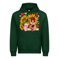 Forest Green valentines day sunflowers with bear hjf Urban Hoodie - NancyCooperArtShop