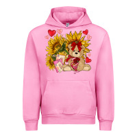 Fuchsia Pink valentines day sunflowers with bear hjf Urban Hoodie - NancyCooperArtShop