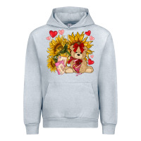 Heather Grey valentines day sunflowers with bear hjf Urban Hoodie - NancyCooperArtShop