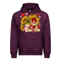 Mauve Wine valentines day sunflowers with bear hjf Urban Hoodie - NancyCooperArtShop