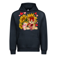 Navy valentines day sunflowers with bear hjf Urban Hoodie - NancyCooperArtShop