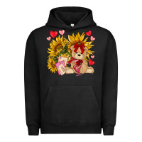 Pigment Black valentines day sunflowers with bear hjf Urban Hoodie - NancyCooperArtShop