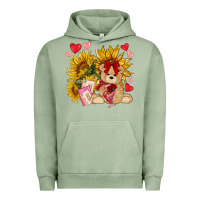 Pigment Oil Green valentines day sunflowers with bear hjf Urban Hoodie - NancyCooperArtShop