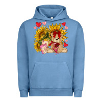 Pigment Pebble Blue valentines day sunflowers with bear hjf Urban Hoodie - NancyCooperArtShop
