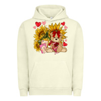 Pigment Pistachio valentines day sunflowers with bear hjf Urban Hoodie - NancyCooperArtShop