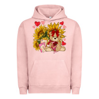 Pigment Salmon valentines day sunflowers with bear hjf Urban Hoodie - NancyCooperArtShop