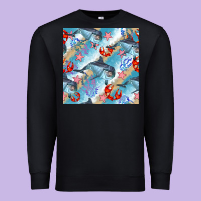Dolphin And Crab Seamless Pattern Premium Sweatshirt Designed By Bundleandbundleshop