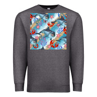 Charcoal Heather dolphin and crab seamless pattern Premium Sweatshirt - BundleAndBundleShop