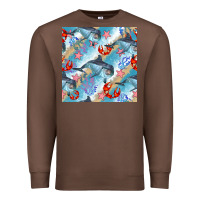 Chestnut dolphin and crab seamless pattern Premium Sweatshirt - BundleAndBundleShop