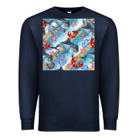 Navy dolphin and crab seamless pattern Premium Sweatshirt - BundleAndBundleShop