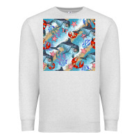 Oatmeal Heather dolphin and crab seamless pattern Premium Sweatshirt - BundleAndBundleShop