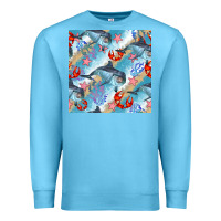 Ocean Blue dolphin and crab seamless pattern Premium Sweatshirt - BundleAndBundleShop