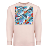 Pale Pink dolphin and crab seamless pattern Premium Sweatshirt - BundleAndBundleShop