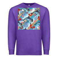 Purple dolphin and crab seamless pattern Premium Sweatshirt - BundleAndBundleShop