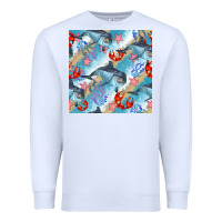 White dolphin and crab seamless pattern Premium Sweatshirt - BundleAndBundleShop