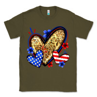 Army Green American flag heart leopard Classic Tee - Zillion Design Studio