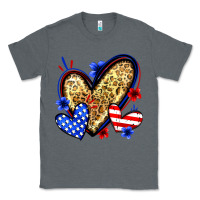 Charcoal Heather American flag heart leopard Classic Tee - Zillion Design Studio