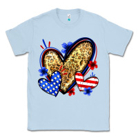 Dusty Blue American flag heart leopard Classic Tee - Zillion Design Studio