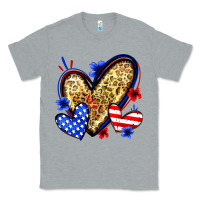 Heather Grey American flag heart leopard Classic Tee - Zillion Design Studio