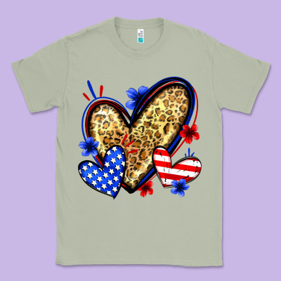 American Flag Heart Leopard Classic Tee Designed By Zillion Design Studio