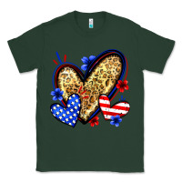 Sports Green American flag heart leopard Classic Tee - Zillion Design Studio