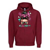Burgundy dog mom messy bun Zipper Hoodie - Zillion Design Studio