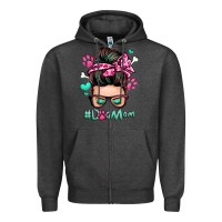 Charcoal Heather dog mom messy bun Zipper Hoodie - Zillion Design Studio