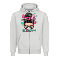 Dove Grey dog mom messy bun Zipper Hoodie - Zillion Design Studio