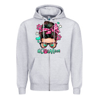 Heather Grey dog mom messy bun Zipper Hoodie - Zillion Design Studio