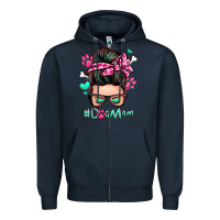 Navy dog mom messy bun Zipper Hoodie - Zillion Design Studio