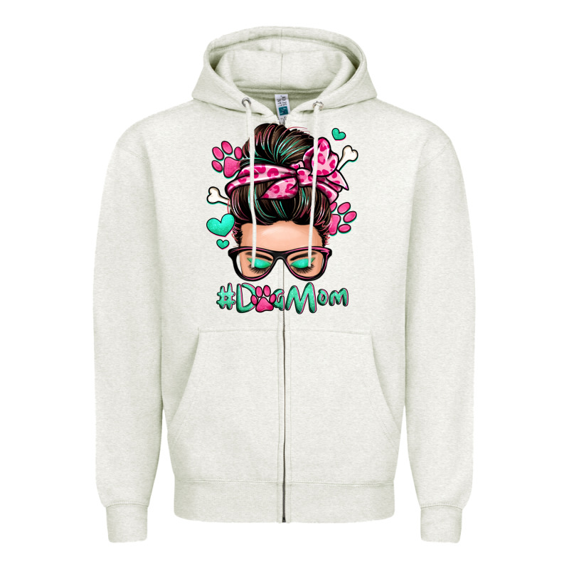 Dog Mom Messy Bun Zipper Hoodie by Zillion Design Studio | Teevron