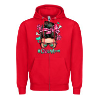 Red dog mom messy bun Zipper Hoodie - Zillion Design Studio