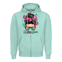 Seafoam dog mom messy bun Zipper Hoodie - Zillion Design Studio