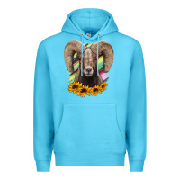 Ocean Blue Bighorn Sheep Premium Hoodie - RanaPortraitStore