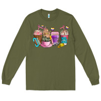 Army Green nail art  coffee cups Long Sleeve Tee - AdoDesignShop