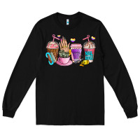 Black nail art  coffee cups Long Sleeve Tee - AdoDesignShop