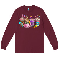 Burgundy nail art  coffee cups Long Sleeve Tee - AdoDesignShop