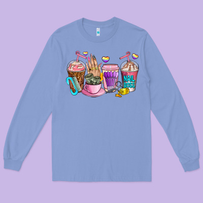 Nail Art  Coffee Cups Long Sleeve Tee Designed By Adodesignshop
